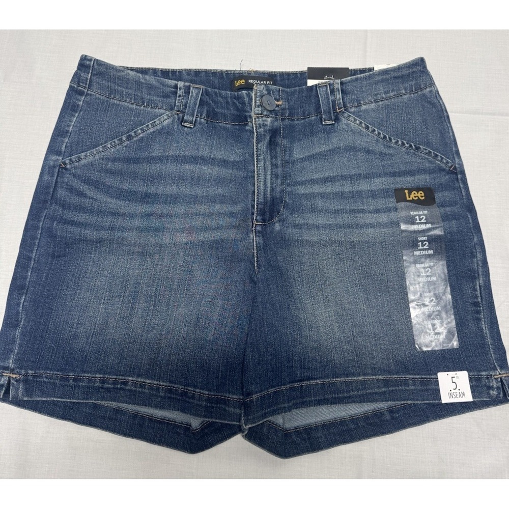 Lee Expedition Denim Jean Shorts Mid Rise Women's Size 12 Regular Fit NWT NEW